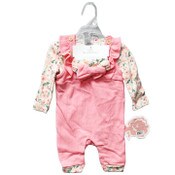 Wholesale - 3pc GIRLS PINK JUMPSUIT SET - FLOWER PRINT C/P 48, UPC: 632878904717